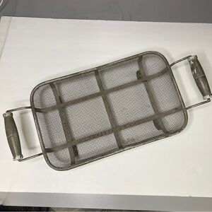 Vintage Industrial Wire Basket With Wooden Handles